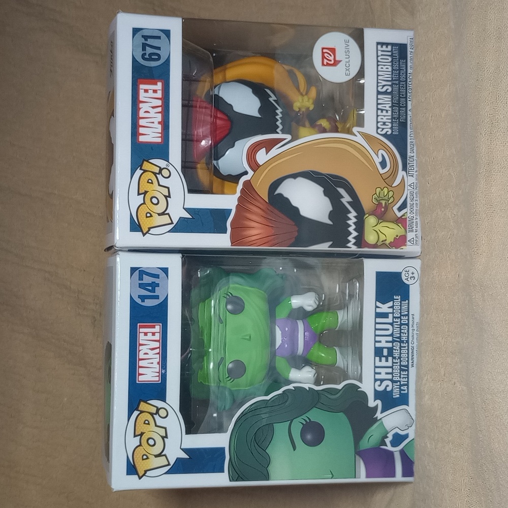 2 Funko Pop Marvel She-Hulk & Scream Symbiote